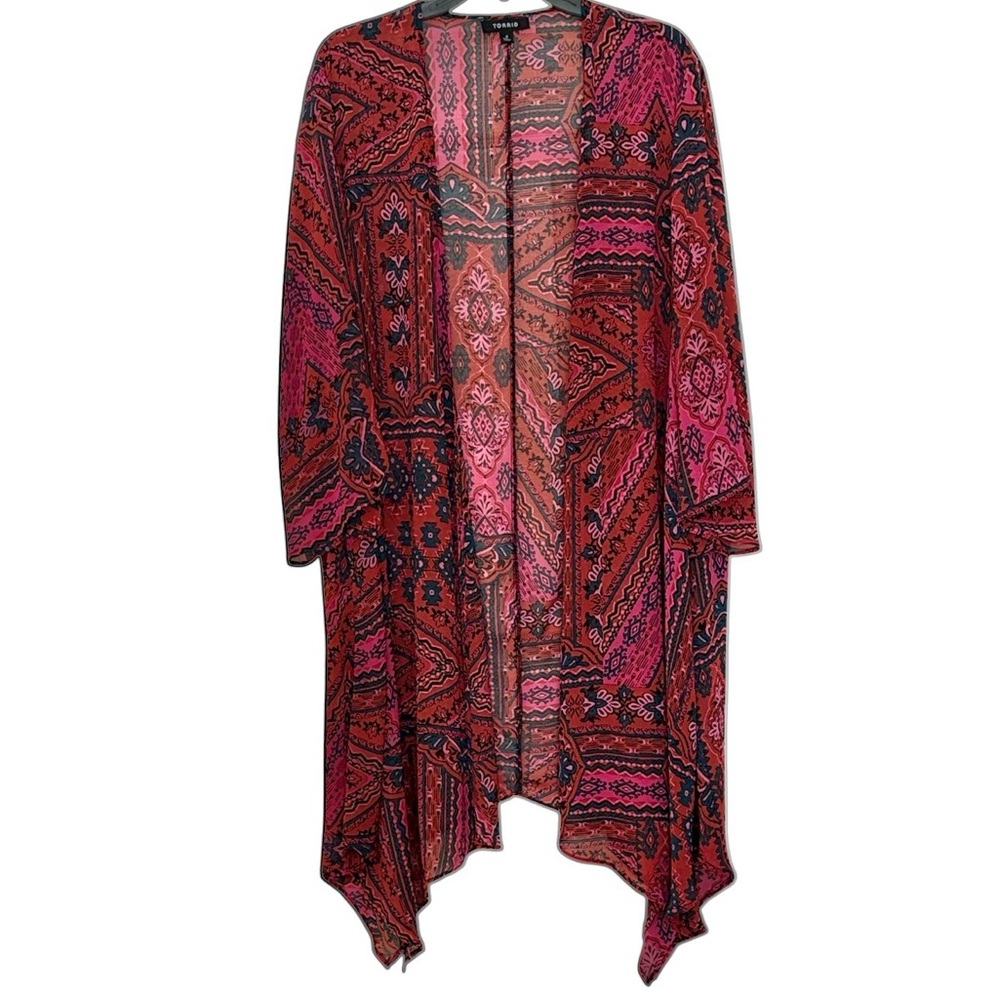 Torrid Kimono beautiful Aztec like print, beautiful colors, size Torrid 2 =18/20